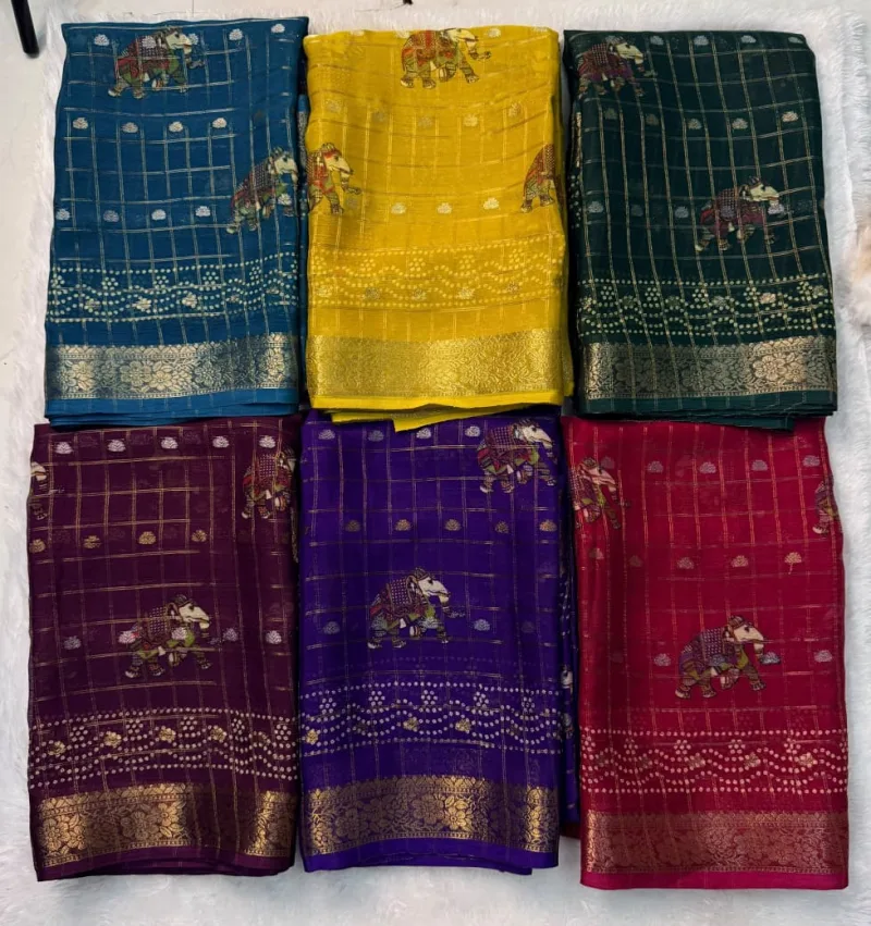 Tew Pure Marsh Chinon Silk Printed Saree
